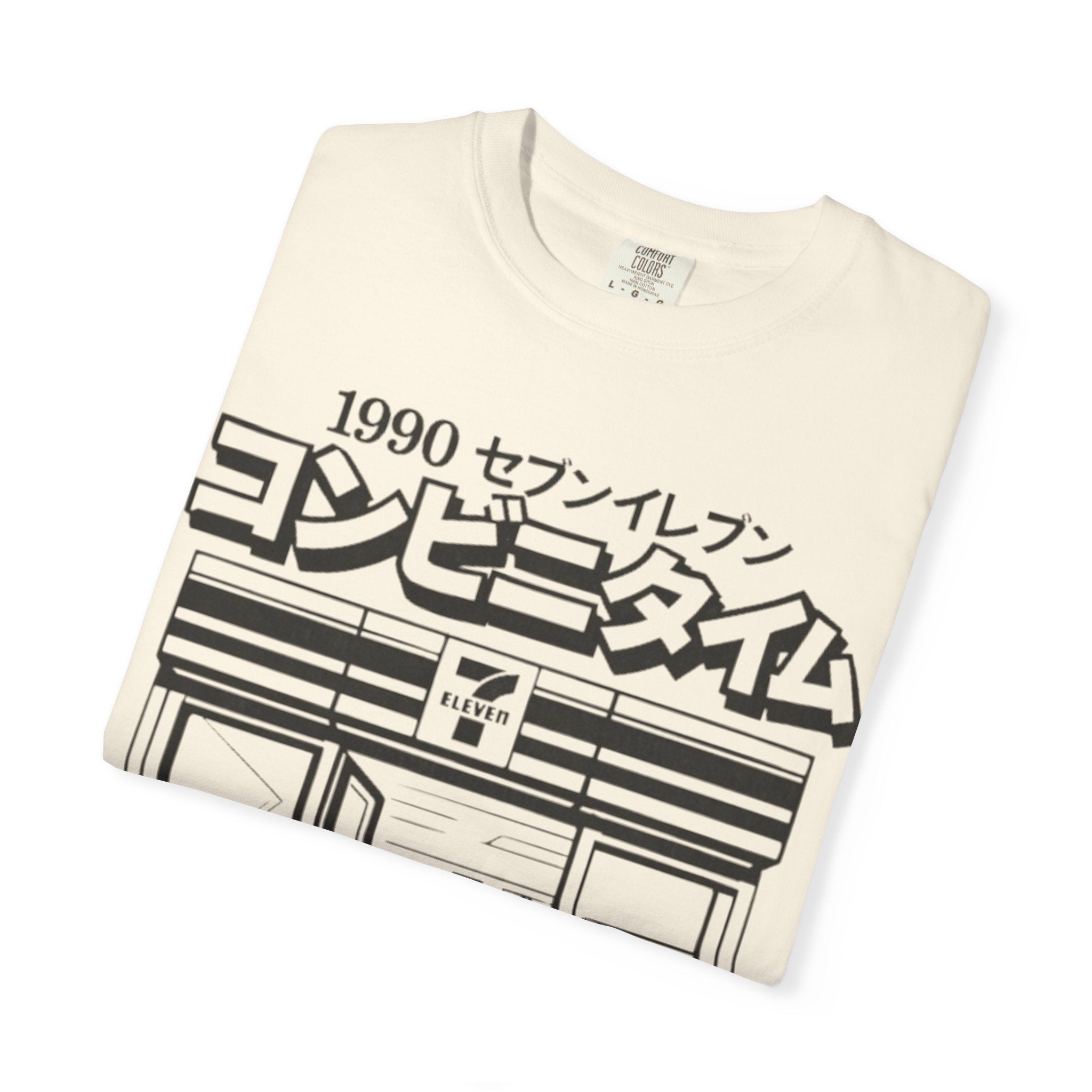 コンビニタイム 1990 Convenience Store Illustration T-shirt | Cat Graphic