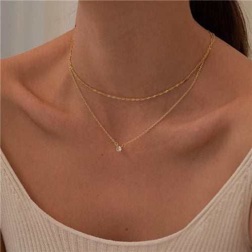 LunaGlow 💎 | Gold Necklace with Diamond
